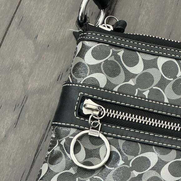 Coach Black & Gray Signature File Cross Body Bag Style #C1168-F17120 - Picture 4 of 16